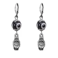 Серьги Рука Будды (защита, духовное развитие), бусины Дзи из агата SE-MKA35-2056