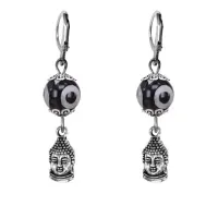 Серьги Будда (защита, духовное развитие), бусины Дзи из агата SE-MKA35-2074
