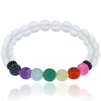 Браслет Семь чакр, 8мм, матовое стекло BJBS-200-1