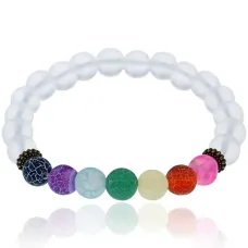 Браслет Семь чакр, 8мм, матовое стекло BJBS-200-1