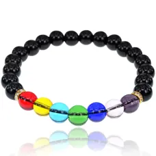 Браслет из стекла, 8мм, цвет черный BJBS-203-3