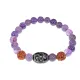 Браслет с 9-глазой Дзи, нат. рудракшей и синт. камнем Аметист BSDR-01-03