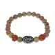 Браслет с 9-глазой Дзи, нат. рудракшей и синт. камнем Унакит BSDR-01-20