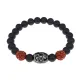 Браслет с 9-глазой Дзи, нат. рудракшей и синт. камнем Шунгит BSDR-01-24