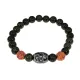 Браслет с 9-глазой Дзи, нат. рудракшей и синт. камнем Змеевик BSDR-01-27