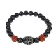 Браслет с 21-глазой Дзи, нат. рудракшей и синт. камнем Черный агат BSDR-02-23