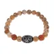 Браслет с 21-глазой Дзи, нат. рудракшей и синт. камнем Песочная яшма BSDR-02-28