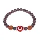 Браслет с 3-глазой Дзи, нат. рудракшей и синт. камнем Гранат BSDR-03-06