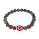 Браслет с 3-глазой Дзи, нат. рудракшей и синт. камнем Лабрадор BSDR-03-08