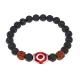 Браслет с 3-глазой Дзи, нат. рудракшей и синт. камнем Лава BSDR-03-09
