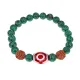 Браслет с 3-глазой Дзи, нат. рудракшей и синт. камнем Малахит BSDR-03-12