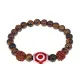 Браслет с 3-глазой Дзи, нат. рудракшей и синт. камнем Тигровый глаз BSDR-03-19