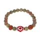 Браслет с 3-глазой Дзи, нат. рудракшей и синт. камнем Унакит BSDR-03-20