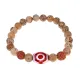 Браслет с 3-глазой Дзи, нат. рудракшей и синт. камнем Песочная яшма BSDR-03-28