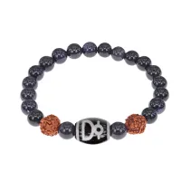 Браслет с Дзи Кубера, нат. рудракшей и синт. камнем Синий авантюрин BSDR-04-02