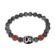 Браслет с Дзи Кубера, нат. рудракшей и синт. камнем Лабрадор BSDR-04-08