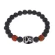 Браслет с Дзи Кубера, нат. рудракшей и синт. камнем Лава BSDR-04-09
