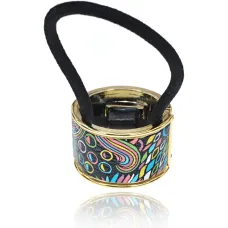 Зажим для волос Этно с резинкой, d.3,5см, цвет голубой HZ028-2