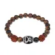 Браслет с Дзи Кубера, нат. рудракшей и синт. камнем Тигровый глаз BSDR-04-19
