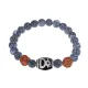 Браслет с Дзи Кубера, нат. рудракшей и синт. камнем Африканский агат BSDR-04-21