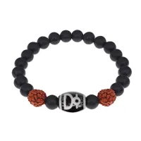 Браслет с Дзи Кубера, нат. рудракшей и синт. камнем Шунгит BSDR-04-24