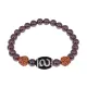 Браслет с Дзи Денежный крючок, нат. рудракшей и синт. камнем Гранат BSDR-05-06
