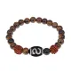 Браслет с Дзи Денежный крючок, нат. рудракшей и синт. камнем Тигровый глаз BSDR-05-19