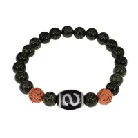 Браслет с Дзи Денежный крючок, нат. рудракшей и синт. камнем Змеевик BSDR-05-27