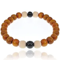 Деревянный стрейч-браслет 8мм, светло-коричневый BS041-5