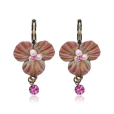 Серьги Цветок с жемчугом, 4х2х1,5см UD314