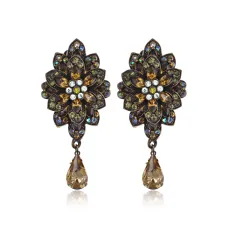 Серьги-клипсы Георгина, 6х2,5см, цвет зеленый UD315