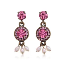 Серьги со стразами, кристаллами и жемчугом, 3х1х1см UD317