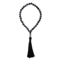 Рунические четки Феху, Обсидиан снежный 8мм CHR-01-11