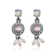 Серьги с жемчугом, кристаллами и стразами, 3х1х1см UD325