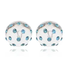 Серьги с бирюзовыми стразами, d.1см UD330-01