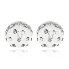 Серьги с серебристыми стразами, d.1см UD330-02