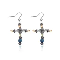 Серьги Крест, 5х2,5х1см, цвет голубой UD332-01