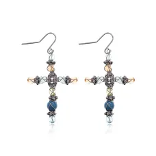 Серьги Крест, 5х2,5х1см, цвет голубой UD332-01