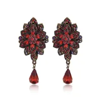 Серьги-клипсы Георгина, 6х2,5см, цвет красный UD334