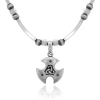 Амулет Трикветр с металлическими бусами, d.2см UA015