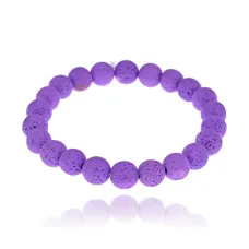 Браслет из натурального камня Лава, 8мм, цвет фиолетовый BJBS-310-01