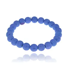 Браслет из натурального камня Лава, 8мм, цвет синий BJBS-310-02