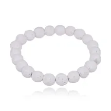 Браслет из натурального камня Лава, 8мм, цвет белый BJBS-310-04