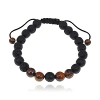 Браслет из натуральных камней Лава и Тигровый глаз, 8мм BJBS-313