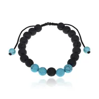 Браслет из натуральной Лавы и синтетической Бирюзы, 8мм BJBS-316