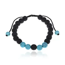 Браслет из натуральной Лавы и синтетической Бирюзы, 8мм BJBS-316