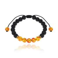 Браслет из натуральной Лавы и синтетического Янтаря, 8мм BJBS-317