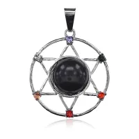 Маятник для биолокации Звезда Давида с камнем Черный агат