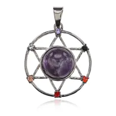 Маятник для биолокации Звезда Давида с камнем Аметист BLK034-03