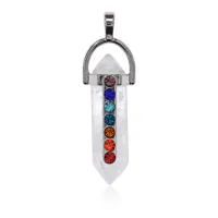 Маятник для биолокации Семь чакр, горный хрусталь BLK025-05